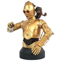 Una alianza inolvidable de la galaxia se revela en este busto de C-3PO y Babu Frik de Star Wars: The Rise of Skywalker, con 15 cm de altura en escala 1:6, esculpido en resina de alta calidad 