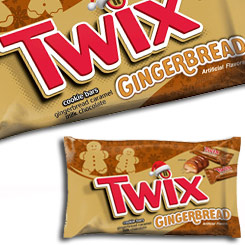Paquete de Twix Gingerbread de 283 gr. La chocolatina de Twix Gingerbread es la pariente navideña de la famosa chocolatina que mejor conocemos los españoles, la Twix Original.