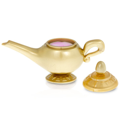Bálsamo labial de lámpara mágica de Aladdin, un recipiente moldeado exclusivamente en forma de lámpara con fórmula mágica de bálsamo labial que cambia de color. 