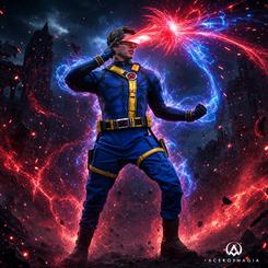 Figura 1/6 Avengers: Doomsday Movie Masterpiece Cyclops pone el foco en el visor rojo y el uniforme azul y amarillo del personaje. Esta figura Hot Toys Cyclops 1/6 recrea su presencia cinematográfica con una altura de 30,0 cm.