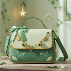 Brilla con el encanto invernal del Bolso bandolera Holiday Campanilla Peter Pan de Disney × Loungefly: una pieza exquisita en verde con acabado premium en cuero sintético (poliuretano), lazo de satén