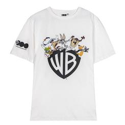 ¡Descubre la camiseta de manga corta con los icónicos personajes de Looney Tunes! Fabricada al 100% en suave algodón (150 gsm), esta camiseta te brinda comodidad y estilo. Con un diseño en color blanco y la inicialización WB