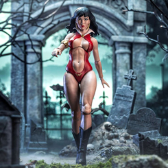 La figura de acción Vampirella de Frazetta Girls es una obra maestra en miniatura, que rinde homenaje al arte legendario de Frank Frazetta y la icónica imagen de la famosa heroína vampira. 