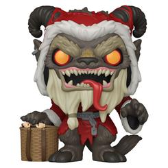 Ojos encendidos, sonrisa feroz y un abrigo rojo que retuerce el imaginario navideño hacia el lado más oscuro. La figura POP Krampus Santa Coat lleva al formato Funko Pop! Myths una criatura de aspecto inquietante
