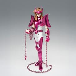 El brillo rosa metálico de la figura Andromeda Shun Final Bronze Cloth Original Color Edition Saint Seiya impone presencia incluso antes de desplegar sus cadenas. A 17 cm de altura, esta figura articulada de Andrómeda convierte una vitrina 