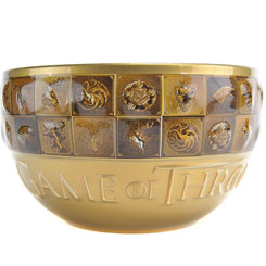 Bowl Edición Limitada oficial con los escudos de las familias de Juego de Tronos y el texto "Game of Thrones" basado en la serie de televisión Juego de Tronos.