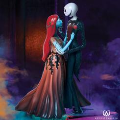 La fascinante figura oficial de Jack y Sally de la colección Couture de Force captura a los icónicos personajes de Pesadilla antes de Navidad en una representación elegante y detallada.