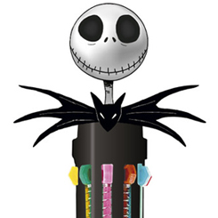 Bolígrafo de Jack Skellington basado en Pesadilla antes de Navidad de 10 colores con topper 3D, está fabricado en PVC. 