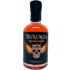 La hermana cabrona de la Botella Burunda Down to Hell. Esta versión es 25 veces más picante. La maceración de una mezcla de hierbas, un toque de tequila, especias  y una combinación de los 15 chilis más picantes del mundo