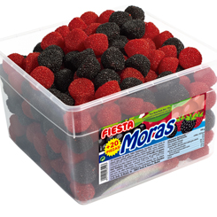 Caja de 244 deliciosas Moras de la casa Fiesta con sabor a frambuesa. Revive los momentos más dulce de tu infancia con estas deliciosas moras. 