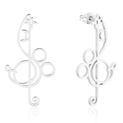 Pendientes conmemorativos del 80 aniversario de Fantasía con este diseño de clave de sol basado en el clásico de Disney Fantasia. Disfruta estos preciosos pendientes con baño de oro blanco de 14 quilates. 