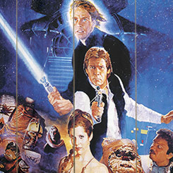 Espectacular Póster realizado en madera de Star Wars Episodio VI: El Retorno del Jedi, el Póster tiene un tamaño aproximado de 40 x 60 cm., 