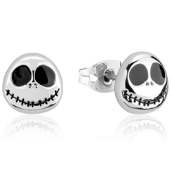 Pendientes de Jack Skellington basado en el clásico Pesadilla antes de Navidad de Disney.  Estos preciosos pendientes están realizados en titanio con un plateado de Oro Plateado 14k