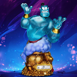 Despierta la magia y los sueños con la increíble Estatua Master Craft de Genie de aproximadamente de 42 cm, inspirada en el clásico de Disney, Aladdin. Con su característico humor y sus legendarios poderes mágicos