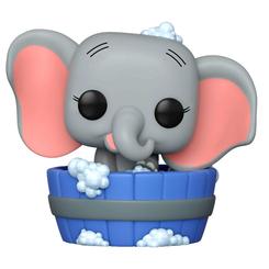 Ternura clásica con acabado de colección. Esta Figura POP Disney: Dumbo (Exclusive) presenta al pequeño elefante disfrutando de su baño en un barreño, con orejas rosadas abiertas y expresión entrañable 