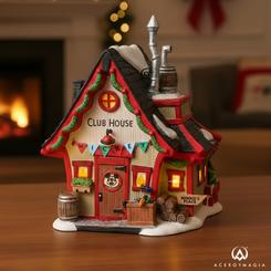 La magia navideña cobra vida en tu hogar con el icónico Clubhouse de Mickey Mouse de la colección Disney Village de Department 56, que mide aproximadamente 13 cm de alto, 12 cm de ancho y 10 cm 