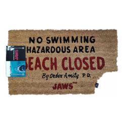 Prepara la entrada de tu hogar con un toque de intriga y emoción con el felpudo Beach Closed de Jaws. Este felpudo, con licencia oficial, es mucho más que una simple alfombra: es una declaración audaz 