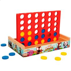 Acción arácnida y estrategia en estado puro con el Juego Cuatro en Raya de madera Spidey Marvel. Con un tablero de 25 × 15,5 cm y 37 fichas resistentes en colores vivos, esta versión oficial de Spidey