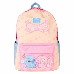 Comparte aventuras galácticas con la ternura de Stitch y Angel gracias a esta mochila Loungefly de nylon resistente, diseñada para llevar tu mundo a otro nivel. Sus 29,21 × 12,70 × 43,18 cm 