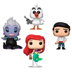 Un universo submarino cobra vida con este exclusivo pack de cuatro figuras POP de 9 cm: Ariel, el príncipe Eric, Scuttle y Ursula, todas elaboradas en vinilo de alta resistencia y pintadas a mano para capturar cada matiz de La Sirenita. 