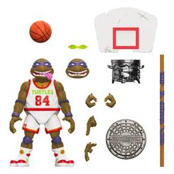 ¡Slam Dunkin' Don está listo para disparar y anotar en el universo TMNT! ¡Esta figura de 7" de Teenage Mutant Ninja Turtles ULTIMATES! de Slam Dunkin' Don presenta múltiples cabezas 