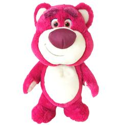 La ternura y el encanto cobran vida con el peluche de Lotso de Toy Story 4, que mide 25 cm de alto y está confeccionado en felpa ultrasuave de color rosa intenso que destaca cada línea de su expresivo rostro