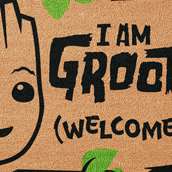 Divertido felpudo de I am Groot basado en la película de Guardianes de la Galaxia, ideal como felpudo de bienvenida. Medidas aproximadas de 40 cm. x 60 cm., realizado en fibra de coco. 