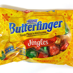 Edición especial para Navidad de Nestlé Jingles Butterfinger de 226gr. Disfruta de estas chocolatinas en forma de campanas navideñas.