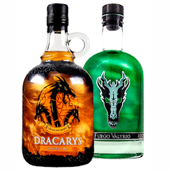 Pack compuesto por una botella de Fuego Valyrio y una botella de Dracarys Fire, el pack perfecto para amantes de Juego de Tronos y los Dragones. 