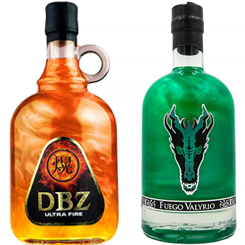 Pack compuesto por una botella de Fuego Valyrio y una botella de DBZ Ultrafire, el pack perfecto para amantes de Juego de Tronos y Dragon Ball Z.