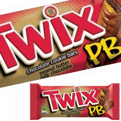 Esta barrita de chocolate Twix con Crema de Cacahuete, galleta y delicioso chocolate.