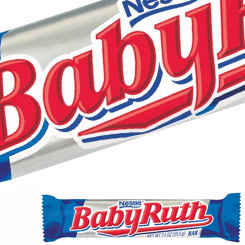 Pack compuesto por 2 Barritas de Baby Ruth Bar 59,5 gr. Chocolate fudge, caramelo, totalmente cubierta de cacahuetes y chocolate.