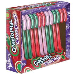 Caja de Wonka Gobstopper Candy Canes de 170 gr., compuesta por 12 bastoncitos navideños de caramelo, ideales para celebrar la Navidad. 