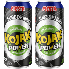 Pack de 4 latas de bebida energética. Sube de nivel con la nueva bebida energética Kojak Power. Prueba la primera bebida energética marca Fiesta. Con auténtico sabor a Kojak