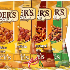 Pack de Degustación de 4 Bolsas de Snyder's Pieces Pretzels. Deliciosos trocitos de Pretzels (galletitas saladas) con un espectacular sabor.