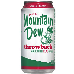 Pack de 6 Latas de Mountain Dew Throwback 355 ml. Esta edición limitada retro de Mountain Dew es la fórmula original que le hizo tan famoso.