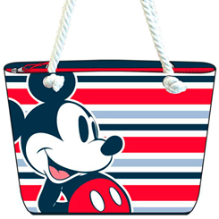 Bolso de Playa Mickey Mouse basado en el icónico personaje de Disney. Este precioso bolso con cremallera de Disney está realizado en poliéster y tiene unas medidas aproximadas 47 x 34 x 13 cm. 