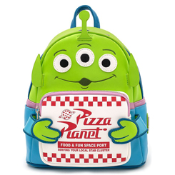 Preciosa y divertida mini mochila de uno de los Aliens con una caja de pizza basado en los simpáticos personajes de Walt Disney. Perfecto para pasar un día mágico y cuqui. 