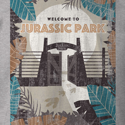 Camiseta Welcome to Jurassic Park basada en la saga de películas de Jurassic Park. Disfruta con está camiseta y revive todas las aventuras de este peculiar parque temático. 