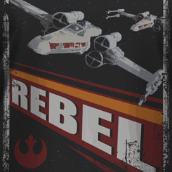 Camiseta Oficial de Star Wars con la inscripción de Rebel y los X-Wing Starfighter basados en la popular saga “Star Wars” de George Lucas. 