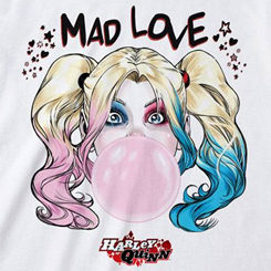 Camiseta oficial de Harley Quinn Mad Love basada en el popular personaje de DC Comics. Esta preciosa camiseta basada en el personaje de Harley Quinn está realizada en 100% Algodón, 