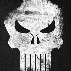 Camiseta The Punisher Skull Logo Battle Damaged basada en el comic de Marvel. Camiseta de alta calidad realizada en algodón 100%. 