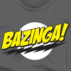 Camiseta de "Bazinga!”  de The Big Bang Theory. Disfruta con esta camiseta de color gris de la popular exclamación del Dr. Sheldon Lee Cooper. 