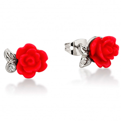 Pendientes de la Rosa Encantada basados en el clásico de Disney La Bella y la Bestia. Estos preciosos pendientes han sido fabricados en metal chapado con oro blanco y detalles de resina con los enganches de titanio. 