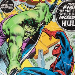 Épico cuadro de Hulk y Spiderman basado en los comics de The Amazing Spider-man. Disfruta en tu lugar preferido de tu casa o de tu oficina con este cuadro con paspartú,
