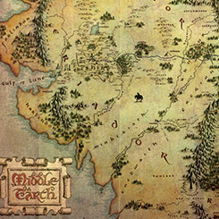 Espectacular cuadro con la lámina del Mapa de la Tierra Media (Middle Earth Map) aparecida en El Hobbit: Un Viaje Inesperado.