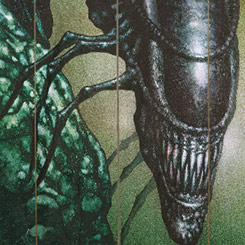 Espectacular Póster realizado en madera del torso de Alien, el Póster tiene un tamaño aproximado de 40 x 60 cm., decora tu espacio preferido con un toque retro.