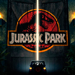 Espectacular Póster realizado en metal de la puerta principal de Jurassic Park, el Póster tiene un tamaño aproximado de 45 x 32 cm., decora tu espacio preferido con un toque futurista.