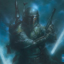 Impresionante Póster realizado en metal de Boba Fett Star Wars Epics Collection, el Póster tiene un tamaño aproximado de 45 x 32 cm.,