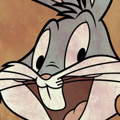 Lienzo realizado en tela de Bugs Bunny de los Looney Tunes, el lienzo tiene un tamaño aproximado de 30 x 30 cm.